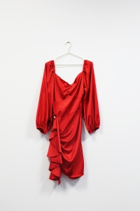 Czerwona sukienka z drapowaniem, NOWA, SARA ZALEWSKA, 38 (M)