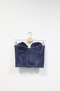 Niebieski, jeansowy top/gorset, ZARA, 36 (S)