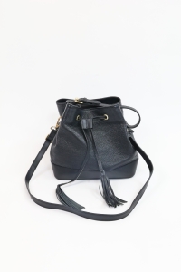 Czarna, skórzana torebka, PIERRE CARDIN 