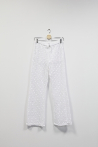 Białe, ażurowe spodnie, 38 (M)