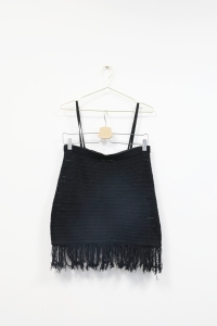 Czarny, dziergany komplet (top + spódnica), Mango, 36/38 (M/L)