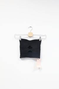 Czarny top w prążki, BERSHKA, 36 (S)