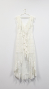 Biała sukienka z falbanami, NOWA, CHRUSCINSKA, 38/40 (M/L) 