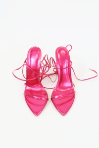 Różowe sandałki Lace Up Pink, FEMME, 37