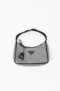 Torebka z kryształkami Re-Edition 2000 satin handbag, PRADA