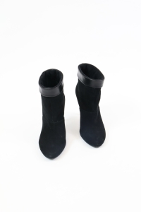 Czarne, zamszowe botki z wywinięciem, BADURA, 36  