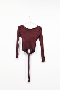 Bordowy top z wiązaniem, ZARA, 36 (S)