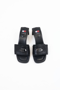 Czarne klapki na obcasie, TOMMY JEANS, 41