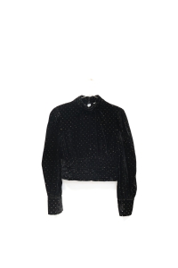 Czarna, welurowa bluzka w złote wzory, ZARA, 34 (XS) 