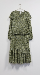 Zielona sukienka w kolorowy wzór, LAURELLA, 36 (S)
