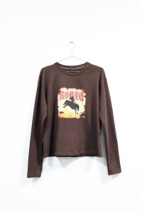 Brązowy longsleeve z grafiką, NOWY, LUMINA, ONE SIZE