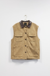 Brązowa kamizelka sztruksowa, NOWA, LUMINA, ONE SIZE