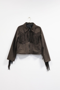 Brązowa kurtka z frędzlami, NOWA, LUMINA, 36 (S)