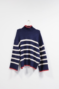 Granatowy sweter w paski, ZARA, 38 (M)