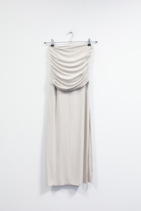 Beżowa sukienka z drapowaną górą, SKINLA, 36 (S)