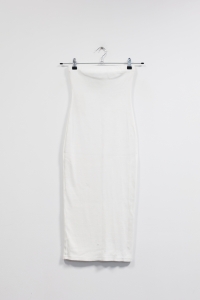 Biała, prążkowana sukienka, NUDYESS, 34/36 (XS/S)