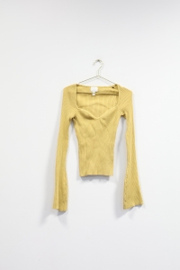 Żółta, prążkowana bluzka, H&M, 36 (S)