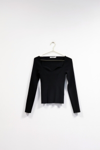 Czarna bluzka w prążek, NA-KD, 36 (S)