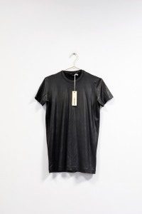 Czarny woskowany t-shirt, NOWY, DIESEL, 36 (S)