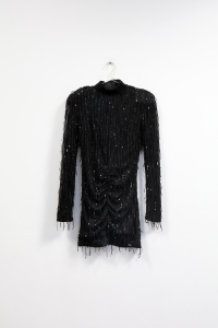 Czarna cekinowa sukienka, ROTATE, 34 (XS)