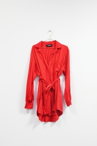 Długa, czerwona koszula, PAPROCKI & BRZOZOWKI, ONE SIZE