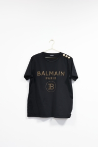 Czarny t-shirt z napisem, BALMAIN, 40 (L)
