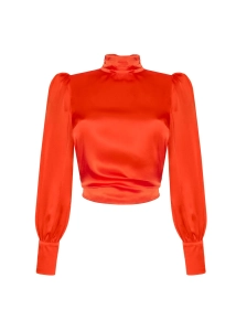 Jedwabna bluzka Thea Blouse Flame Red, DUENDE, 34/36 (XS/S)