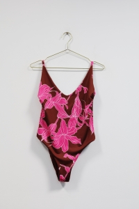 Brązowy strój kąpielowy w kwiaty PALAVA, NOWY, BIZUU, 34 (XS)