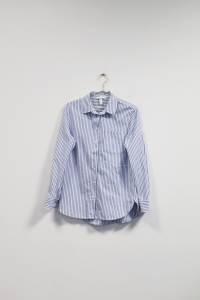 Biała koszula w niebieskie paski, H&M, 34 (XS)