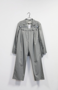 Szary garnitur w paski, NOWY, PG CLOTHES, 38/40 (M/L)