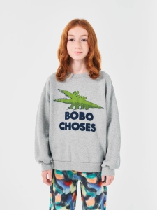 Szara bluza dziecięca Crocodile z bawełny organicznej, BOBO CHOSES