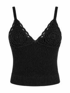 Czarny, dzianinowy top, VICOLO, ONE SIZE 