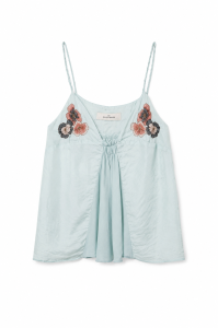Jedwabna, błękitna, niebieska bluzka, top, by MALENE BIRGEG, 34 (XS)