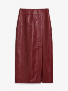 Bordowa, a'la skórzana spódnica midi, RESERVED, 34 (XS)