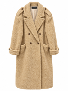 Beżowy płaszcz typu teddy, LAVENOIR, ONE SIZE 